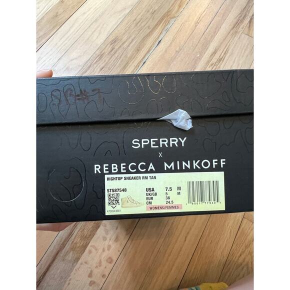 NEW Sperry X Rebecca Minkoff Women's 7.5 Washed Canvas High Top Sneaker Tan - Picture 12 of 12